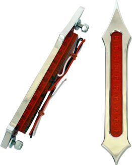 Accutronix Tribal Slotted LED Bag Lights Chrome Red Lens Pair