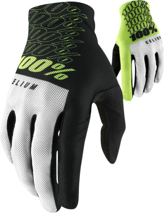 100% Men's Celium Gloves Flo Yellow - Large, Off-Road/ATV/Motocross