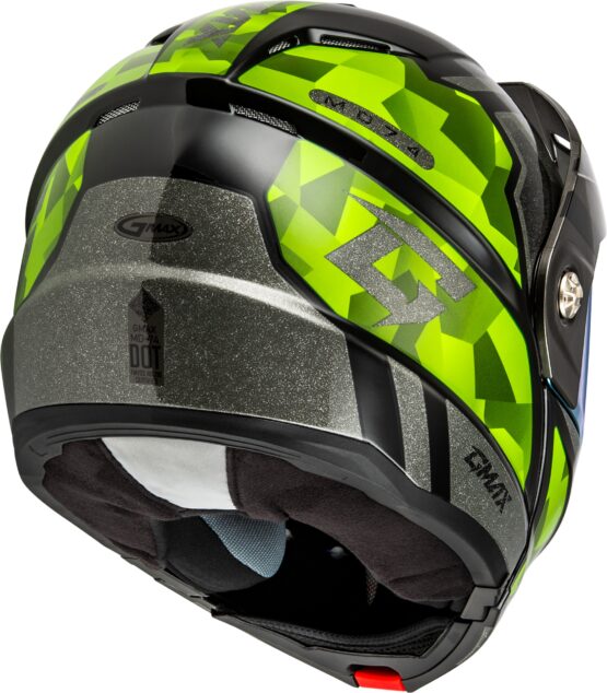 GMAX MD-74 Striker Modular Helmet 3X Black/Silver/Green Metallic - Image 4