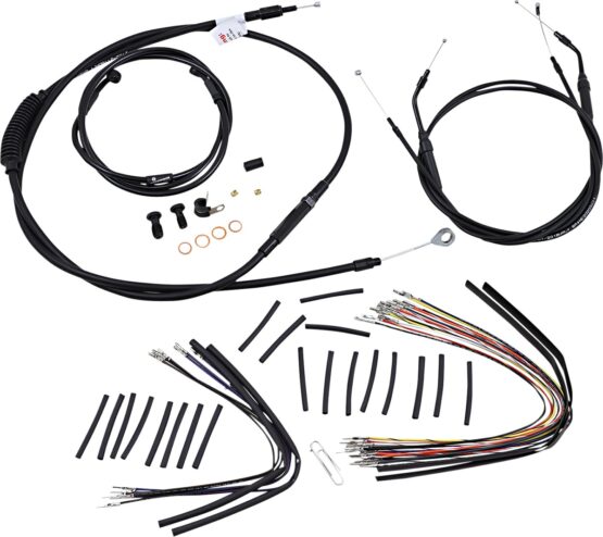 Extended Black Control Cable Kit For Dynas - 16" tall bars