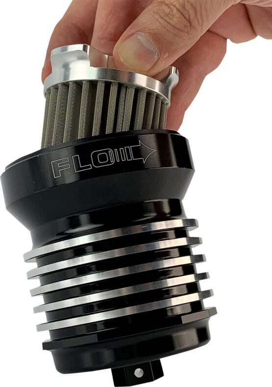 PC Racing Flo Spin-On Oil Filter Black/Polished Fins - Image 2