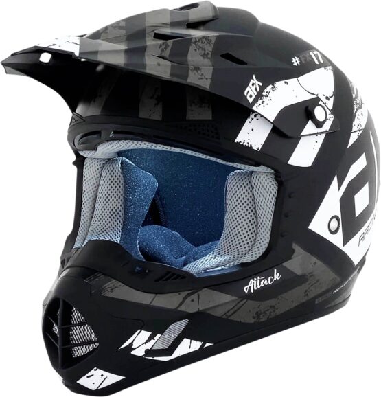 AFX FX-17 Attack MX Helmet Matte Black Silver Adult Small