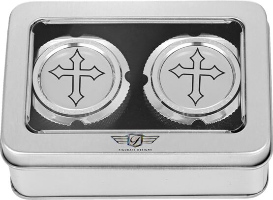 Figurati Designs Front Axle Nut Cover Stainless Steel Cross Silver For Harley - Image 3