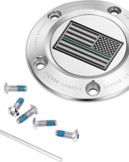 Figurati Designs 5-Hole Green Line Flag Timing Cover Stainless For Harley