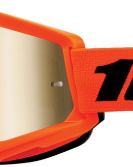 100% Strata 2 Junior Goggles Neon Orange Mirror Gold Youth