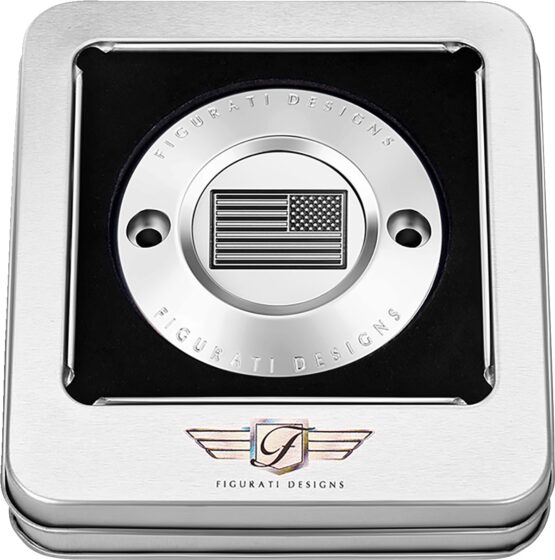 Figurati Designs 2-Hole Timing Cover American Flag Contrast Cut SS For Harley - Image 3