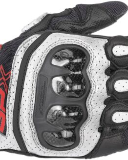 SPX Air Carbon V2 Motorcycle Gloves Black/White/Red Medium