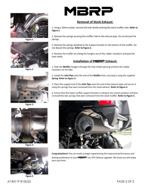 MBRP Performance Slip-On Exhaust Black Fits 09-16 Polaris Sportsman 850 - Image 3