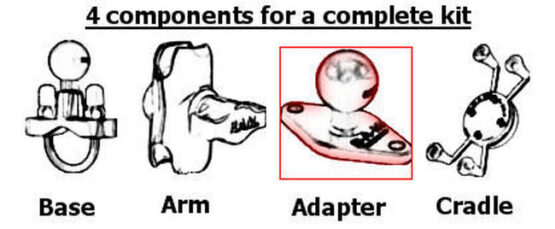 Ram Adapter - 2.5" Round Base w/ 1" Ball & 1/4"-20 Threaded Post IN BAG - Image 2