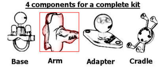 Ram Arm - 2" Short Length Double Socket Arm For 1" Ball Bases - Image 2