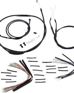 Extended Black Control Cable Kit For 96-05 Single Disk Dynas - 16" tall bars