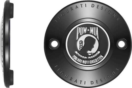 Figurati Designs 2-Hole POW MIA Timing Cover Black For Harley-Davidson - Image 3