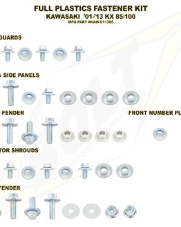 Full Plastic Fastener Kit by Bolt Silver Fits 01-13 Kawasaki KX85
