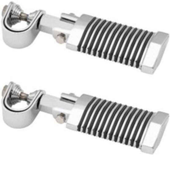BikeMaster Silver Engine Guard Clamp Foot Pegs - Pair