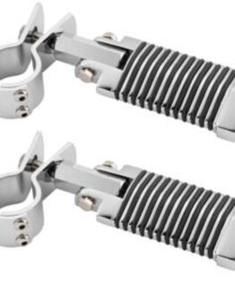 BikeMaster Silver Aluminum Engine Guard/Frame Rail Clamp Foot Pegs (Pair)