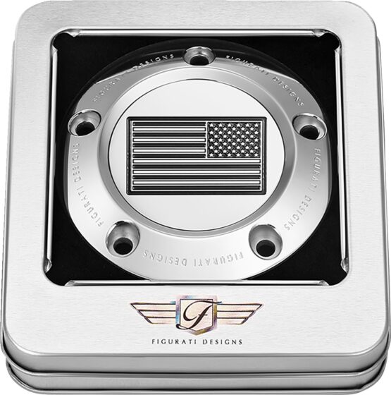 FIGURATI DESIGNS 5-Hole Timing Cover American Flag Contrast Cut SS For Harley-Davidson - Image 3