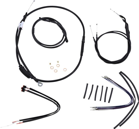 Extended Black Control Cable Kit For 12" T-Bar Handlebars - Image 2