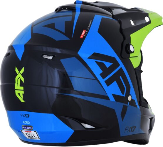 FX-17 Full Face Offroad Helmet Black/Blue/Green X-Large - Image 7