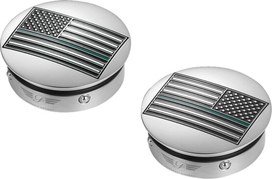 Figurati Designs Swing Arm Covers Green Line Flag Harley Touring - Image 4