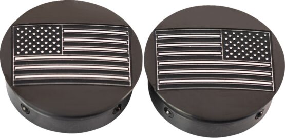 Figurati Designs Swing Arm Covers Black Contrast Cut American Flag Pair