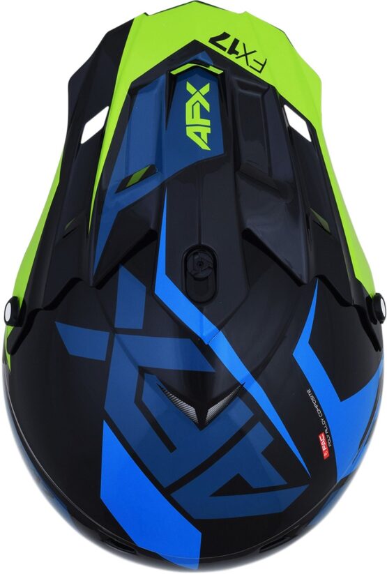 FX-17 Full Face Offroad Helmet Black/Blue/Green X-Large - Image 8