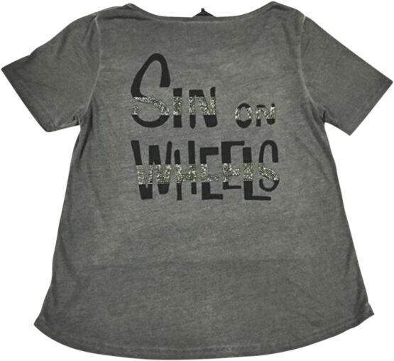 Women's Sin On Wheels Scoopneck Tee, Gray, Size M - Lethal Threat - Image 2