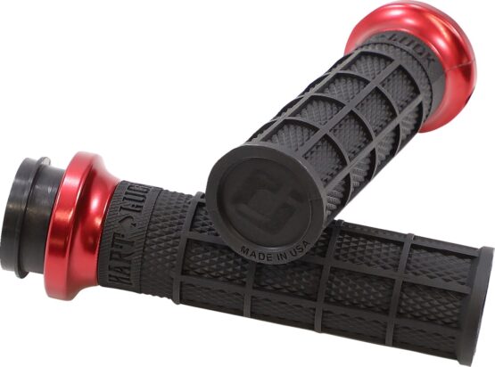 ODI Hart-Luck V-Twin Lock-On Grips Black/Red 1in Throttle-by-Wire For Harley - Image 3