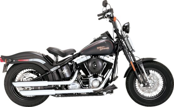 Vance & Hines Twin Slash 3" Slip-On Mufflers Chrome For Harley Softail - Image 2