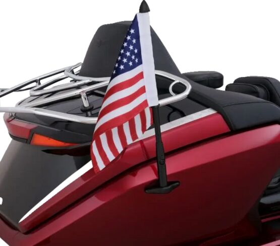 Show Chrome Folding Flag Pole Black with US Flag GL1800 Gold Wing
