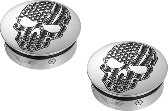 FIGURATI DESIGNS Swing Arm Covers Contrast Cut Skull Harley Touring - Image 4