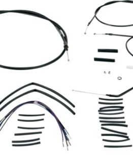 Extended Black Control Cable Kit For Sportsters with 14" Tall Apehangers