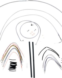 Extended Braided S.S. Control Cable Kit for Softails - 16" tall bars