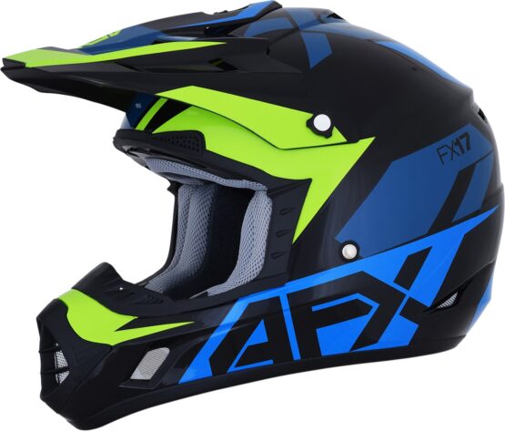 FX-17 Full Face Offroad Helmet Black/Blue/Green X-Large - Image 9