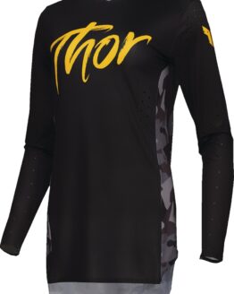 Thor Womens SPORTMODE Shadow Jersey Black Yellow Camo Gray Medium