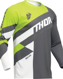 Thor Youth Sector Checker Jersey Gray White Green XS