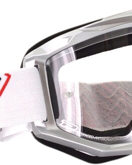 3201 White / Black / Silver Raceline Goggles - Clear Lens