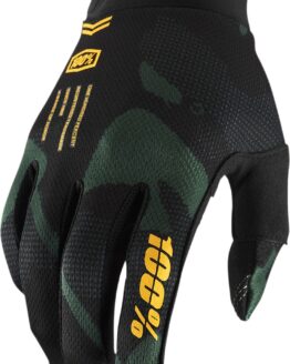 100% iTrack Gloves Green Black Men's Size S