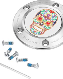 Figurati Designs 5-Hole Sugar Skull Timing Cover Mirror Polished SS