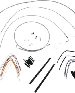 Extended Braided S.S. Control Cable Kit for Softails - 14" tall bars