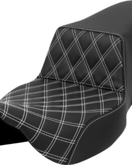 Saddlemen Step-Up Seat Lattice Stitch White Extended Reach For FLH/FLT 08-23