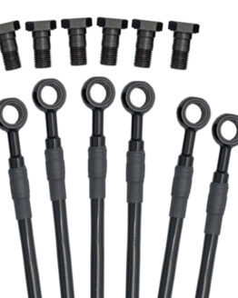 All Black Front Stainless Steel Brake Lines -  3 Line Kit