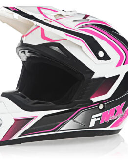 FMX N-600 2X-Large Motocross Helmet, White & Pink, Double D Closure, DOT