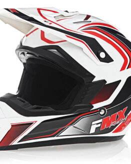 FMX N-600 Large Motocross Helmet, White & Red, Double D Closure, DOT Approved