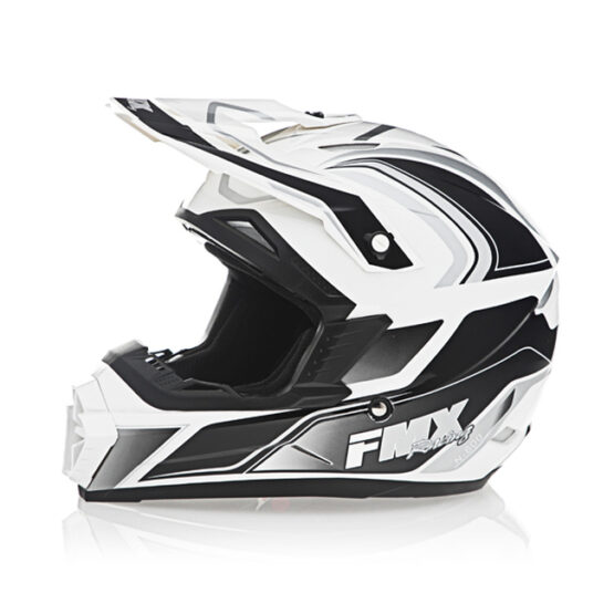 FMX N-600 Youth Medium Motocross Helmet, White & Silver, Double D Closure, DOT - Image 2