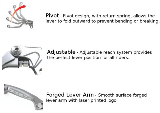 Zeta Pivot FP Forged Shorty Brake Lever Gray For YZ KX KXF RM Models - Image 2