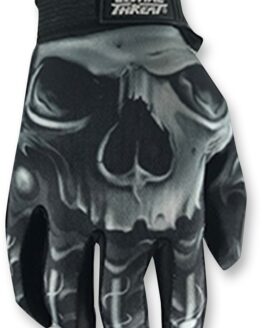 Black Bio-Skull Riding Gloves - Medium