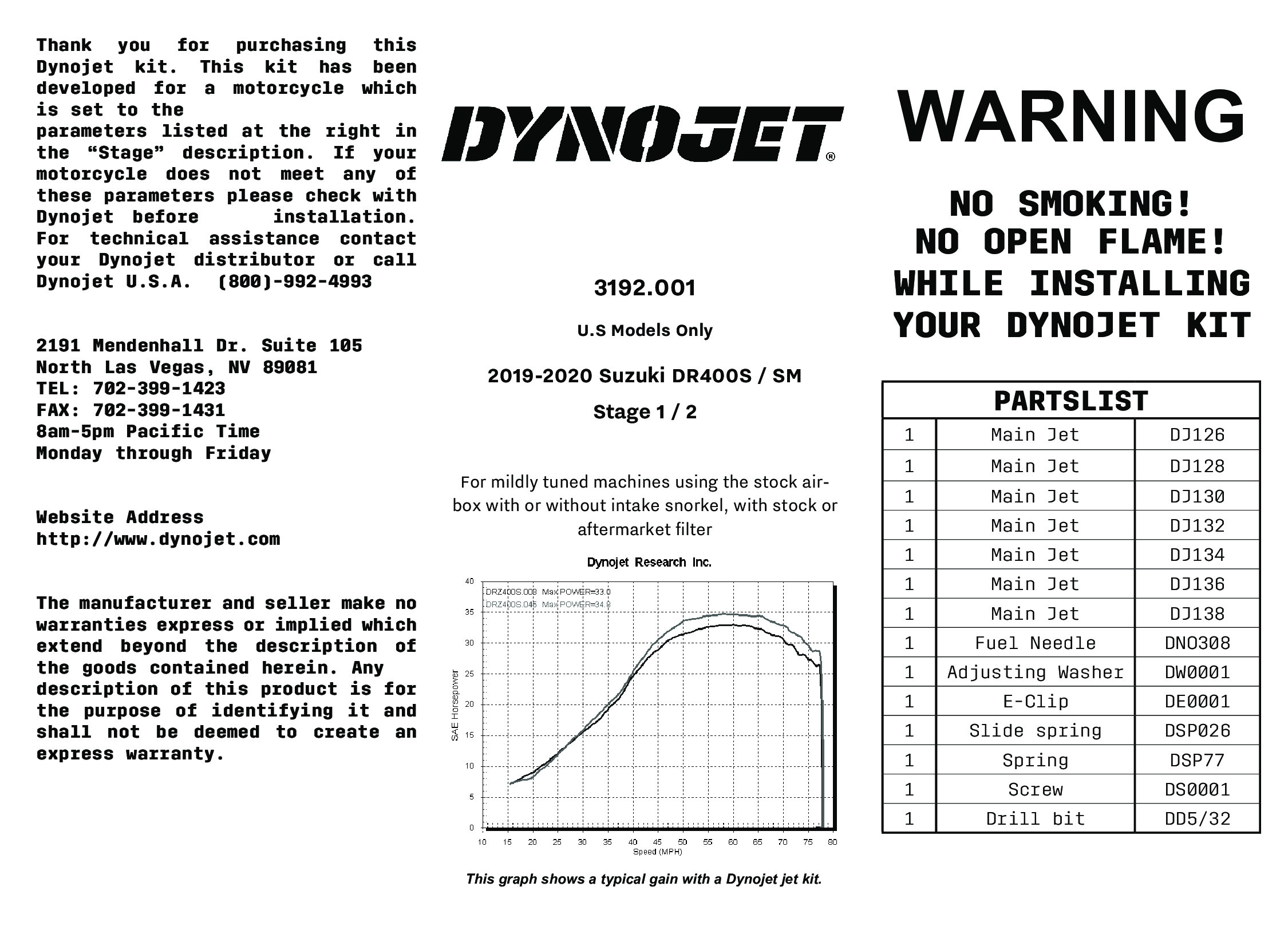 Dynojet Stage 1 & 2 Jet Kit Black Fits 19-24 Suzuki DR-Z400SM - Image 3