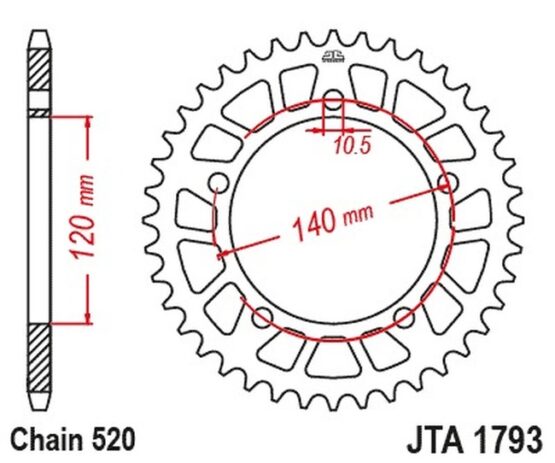 Black Racelite Aluminium Rear Sprocket - 42 Teeth 520 Pitch - Image 2