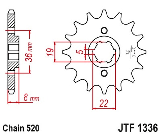 Steel Front Countershaft Sprocket - 14 Teeth - Image 3