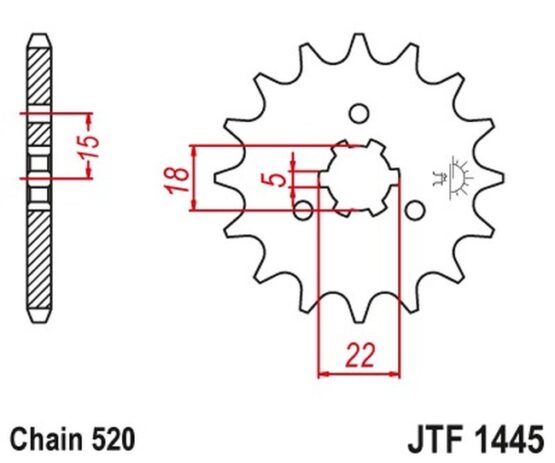 14 Tooth Front Countershaft Sprocket - 520 Pitch - Image 2